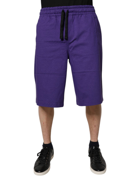 Dolce & Gabbana Purple Cotton Men Bermuda Sweatshorts Shorts